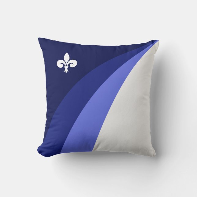 Abstrakta vågor i blå nyanser & vit fleur de lis kudde (Framsida)