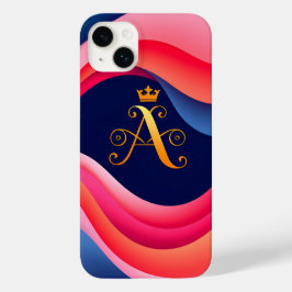 Abstrakta vågor med stilfull gyllene initial