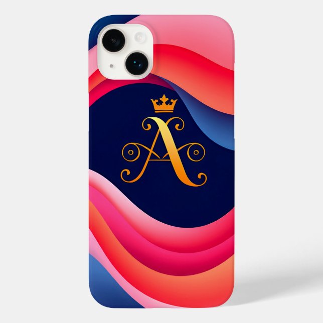 Abstrakta vågor med stilfull gyllene initial (Baksida)