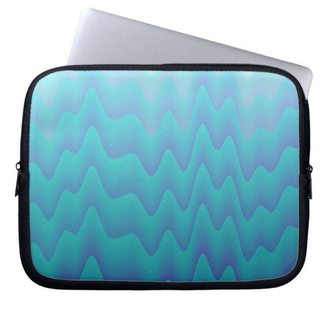 Abstrakta vågor turkosblå laptop sleeve (Framsidan)