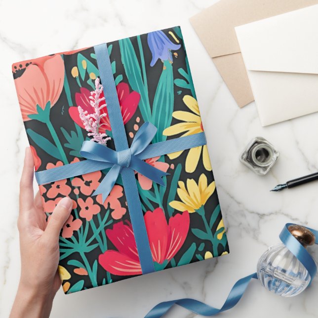 Abstrakta vildblommor Monark omslagspapper Presentpapper (Gifting)