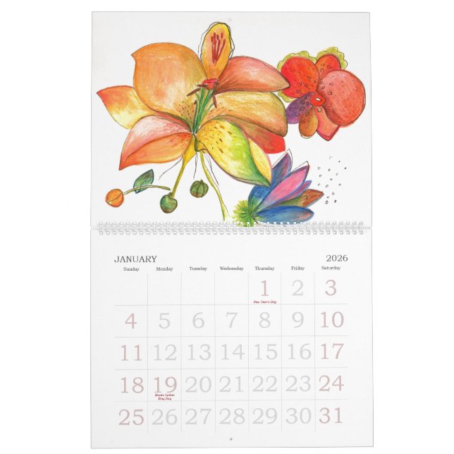 Abstraktblomma- och Orchidskalender Kalender (Jan 2026)