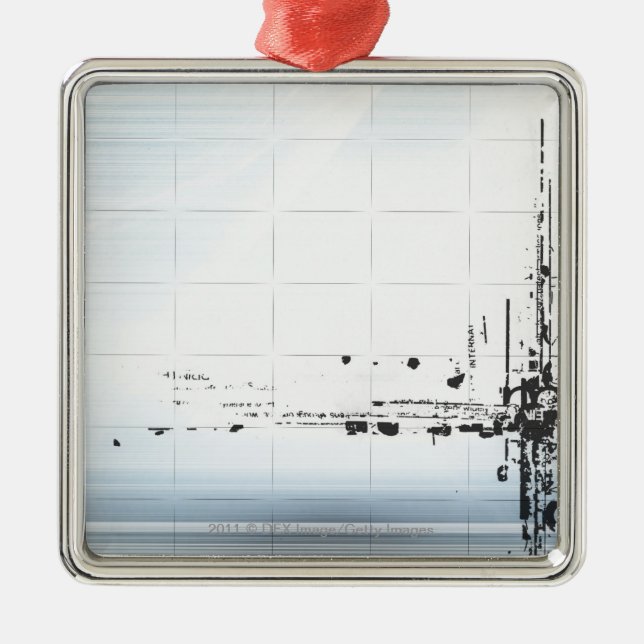 Abstraktdesigner på raster julgransprydnad metall (Framsidan)