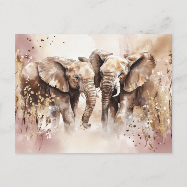 Abstrakte Aquarell Illustration eines Elefanten Vykort (Framsida)