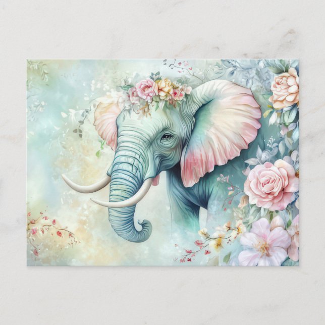 Abstrakte Aquarell Illustration eines Elefanten Vykort (Framsida)