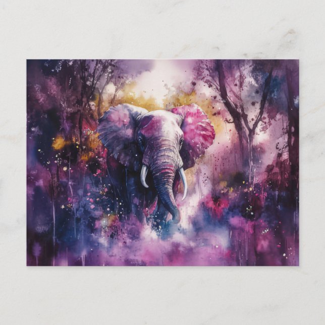 abstrakte Aquarell Illustration eines Elefanten Vykort (Framsida)