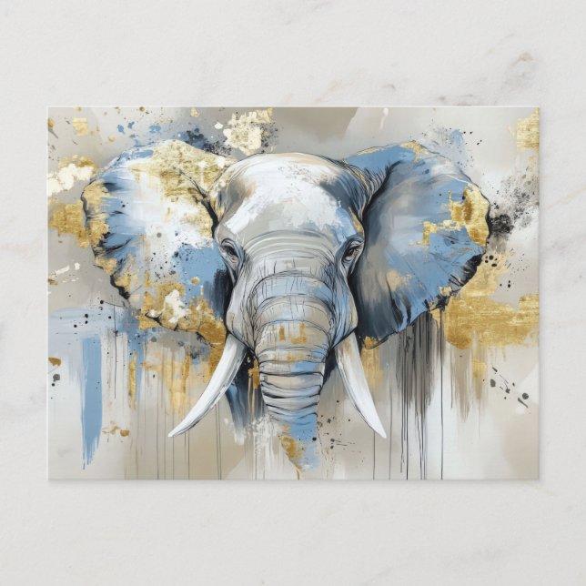 Abstrakte Aquarell Illustration eines Elefanten Vykort (Framsida)