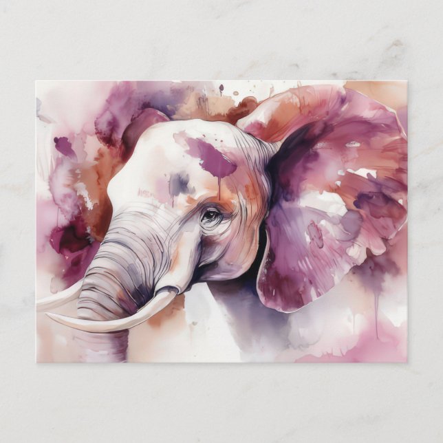 abstrakte Aquarell Illustration eines Elefanten Vykort (Framsida)