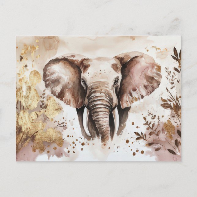 abstrakte Aquarell Illustration eines Elefanten Vykort (Framsida)