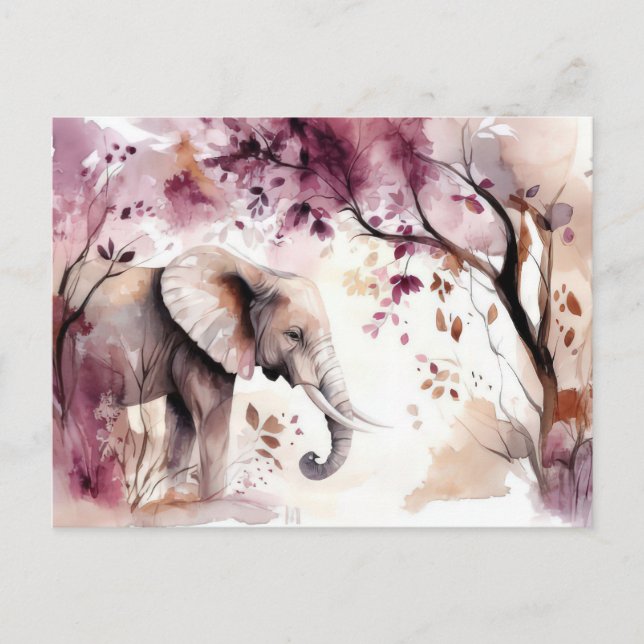 Abstrakte Aquarell Illustration eines Elefanten Vykort (Framsida)