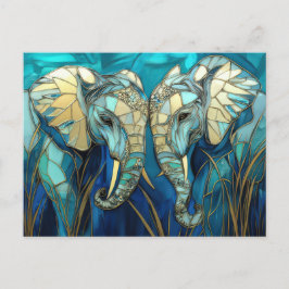Abstrakte Aquarell Illustration eines Elefanten Vykort