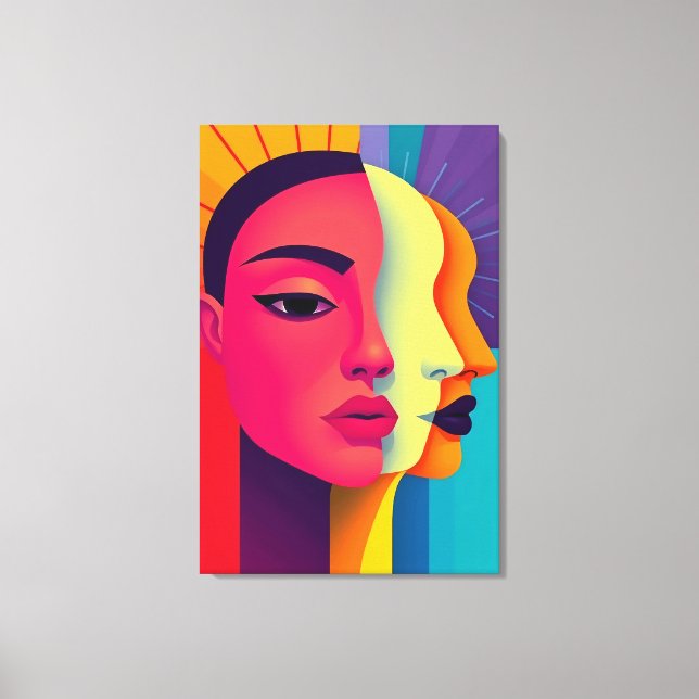 Abstrakte Frauen Gesichter Canvastryck (Framsida)