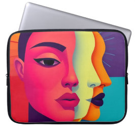 Abstrakte Frauen Gesichter Laptop Fodral