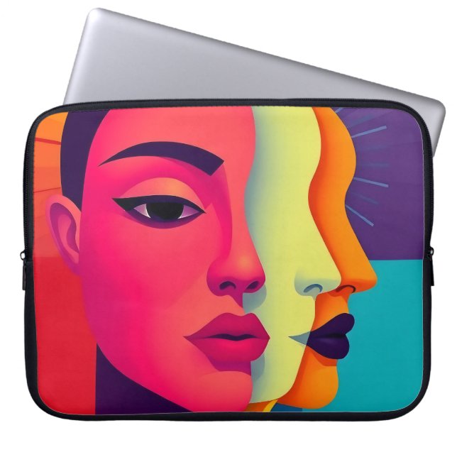 Abstrakte Frauen Gesichter Laptop Fodral (Framsidan)