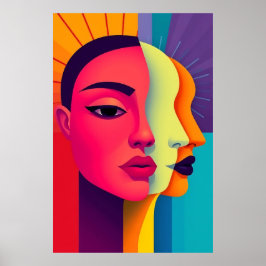 Abstrakte Frauen Gesichter Poster