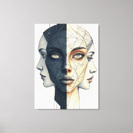 Abstrakte geometrische Gesichter Canvastryck