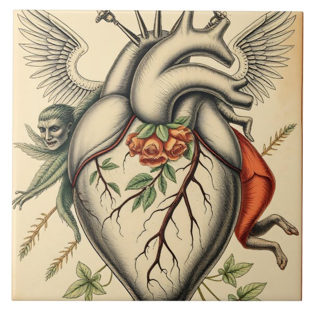 Abstrakte Herz Illustration Kakelplatta (Framsidan)