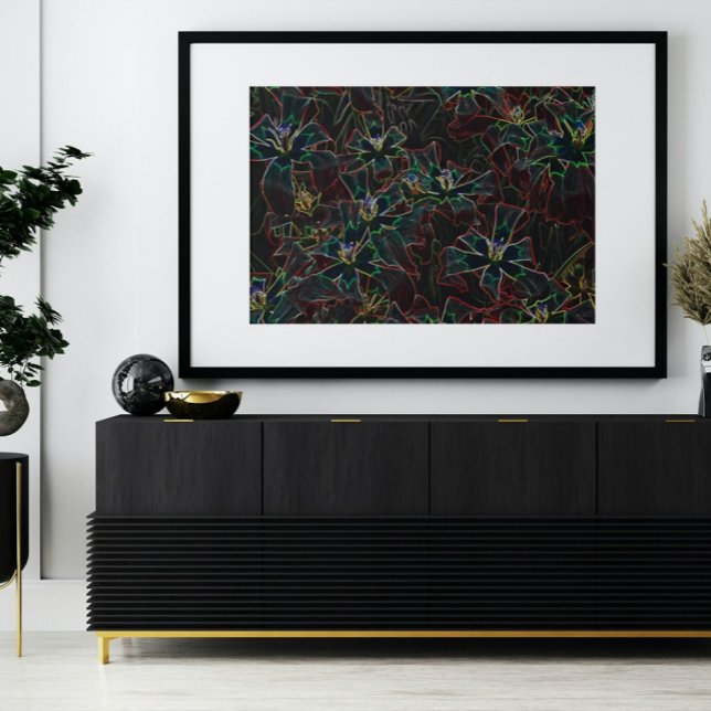 Abstrakte Kunst Leinwand, Leuchtende Neonblumen  Canvastryck (Skapare uppladdad)