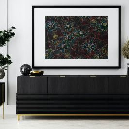 Abstrakte Kunst Leinwand, Leuchtende Neonblumen Canvastryck