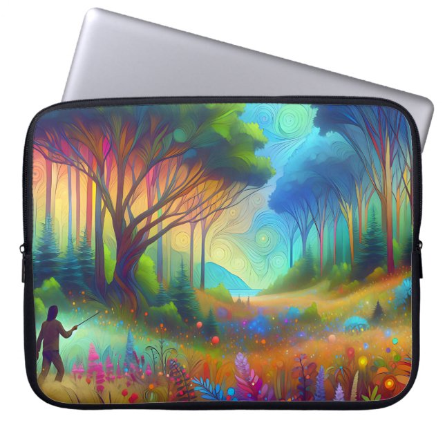 Abstrakte Waldlandschafts Grafik Laptop Fodral (Framsidan)