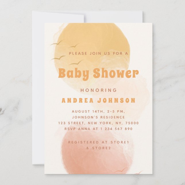 Abstrakten Aesthetic Baby Shower för vattenfärgen  Inbjudningar (Framsida)