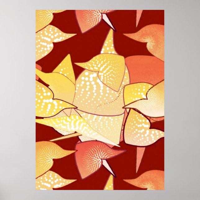 abstrakten "Alien Lilies" - Rust och Guld Poster (Framsidan)