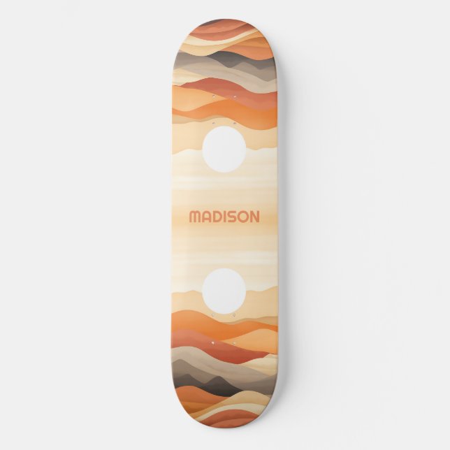 Abstrakten Anpassat namn liggande illustration Mini Skateboard Bräda 18,5 Cm (Framsida)
