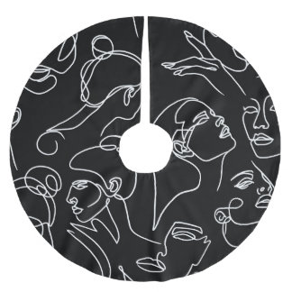 ABSTRAKTEN ANSIKTE i TECKNING MÖNSTER Julgransmatta Borstad Polyester