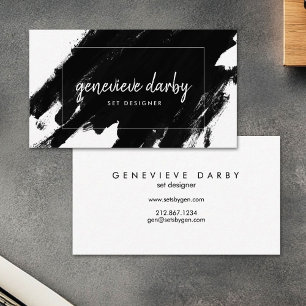 Abstrakten Artsy Black Paint Stroke Script Visitkort