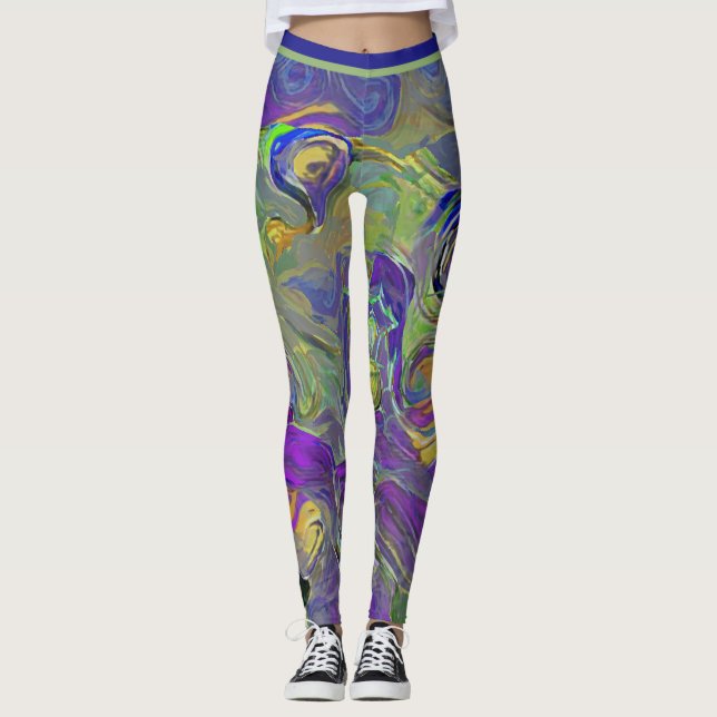 Abstrakten Artsy Mönster Leggings (Framsida)
