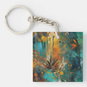 Abstrakten Autumn Harvest Teal Rust Guld
