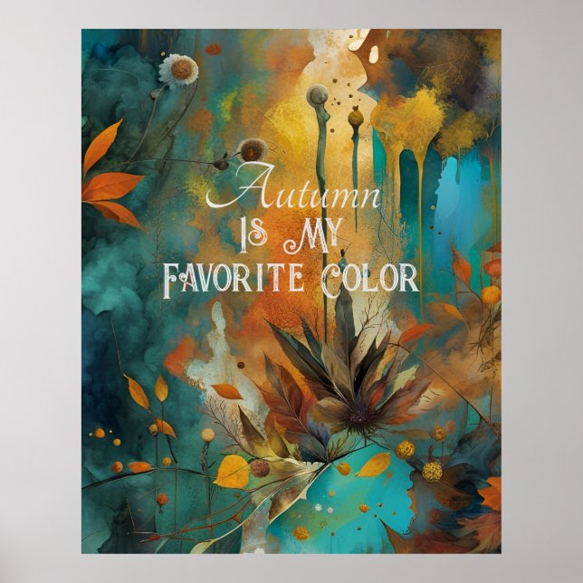 Abstrakten Autumn Harvest Teal Rust Guld Poster (Framsidan)