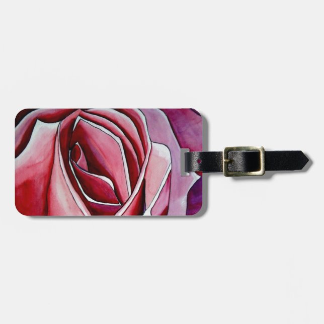 abstrakten  av makroblommans vattenfärg i rosa ros bagagebricka (Horisontell Framsida)