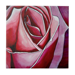 abstrakten av makroblommans vattenfärg i rosa ros kakelplatta