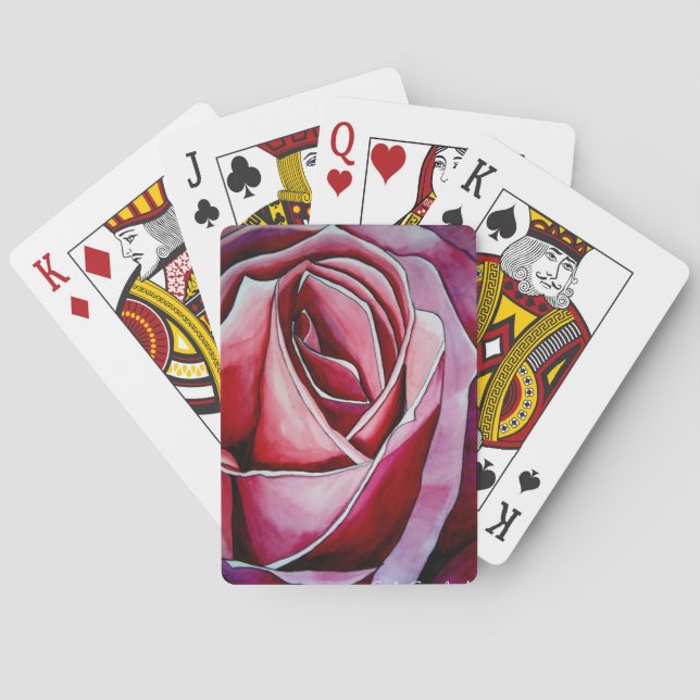 abstrakten  av makroblommans vattenfärg i rosa ros spel kort (Baksidan)