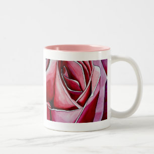 abstrakten av makroblommans vattenfärg i rosa ros Två-Tonad mugg
