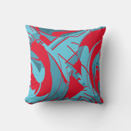 Abstrakten  av Red Aqua Turcos Lush Lövs Kudde