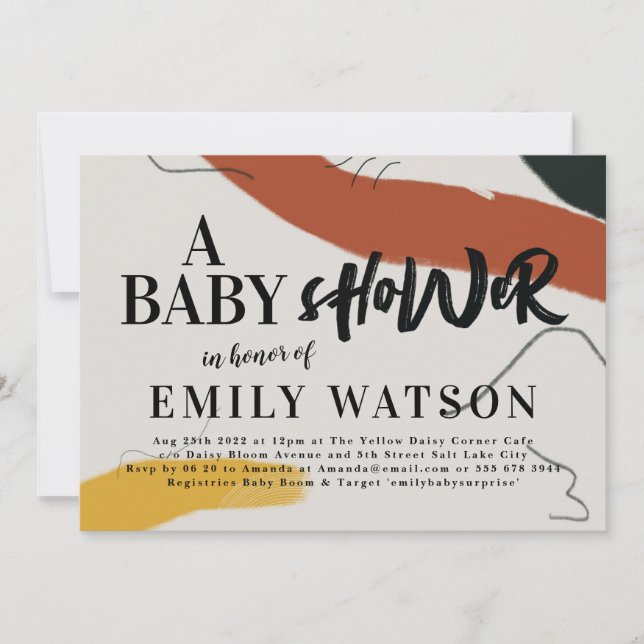 Abstrakten Baby Shower Modern Art Boy eller Girl Inbjudningar (Framsida)