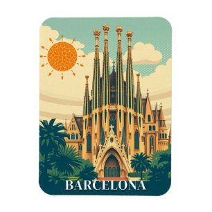 Abstrakten Barcelona Spain Retro Travel Magnet