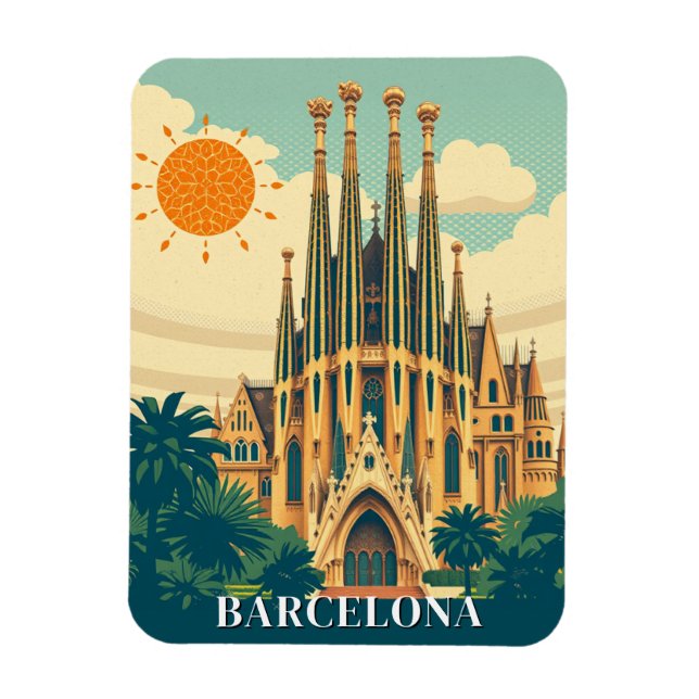 Abstrakten Barcelona Spain Retro Travel Magnet (Vertikal)