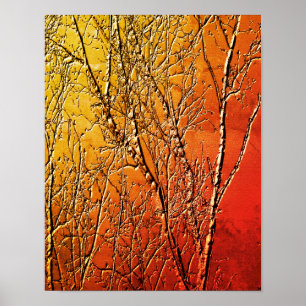 Abstrakten Bare Birch Träd Grenar Poster