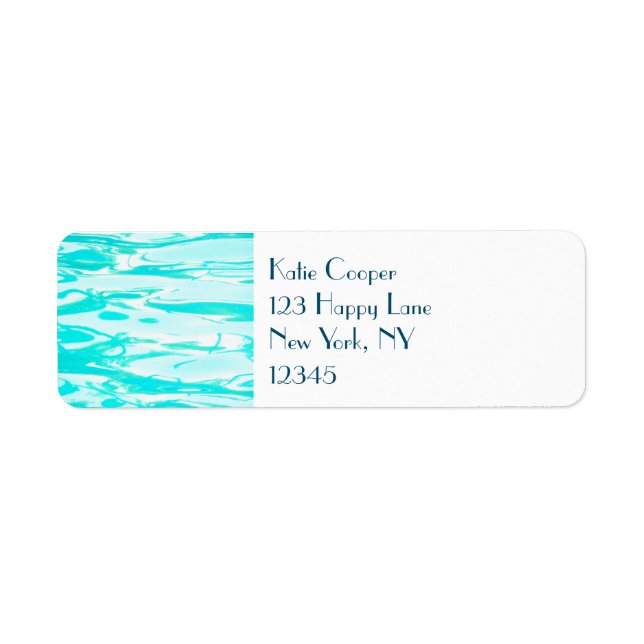 Abstrakten Bassäng i Aqua Grönt Vatten Returadress Etikett (Framsidan)
