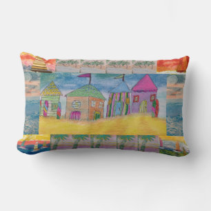 Abstrakten Beach Huts Lumbarkudde