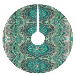Abstrakten BeSnyval Teal Art Deco Stil Fractal Julgransmatta Borstad Polyester
