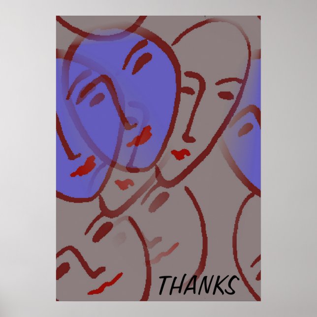 Abstrakten Blå Ansikte Poster (Framsidan)
