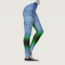 Abstrakten Blå & Gröntar Leggings