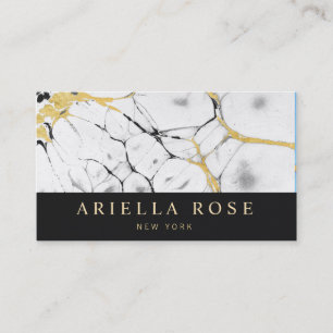 Abstrakten Black and White Guld Marble Visitkort
