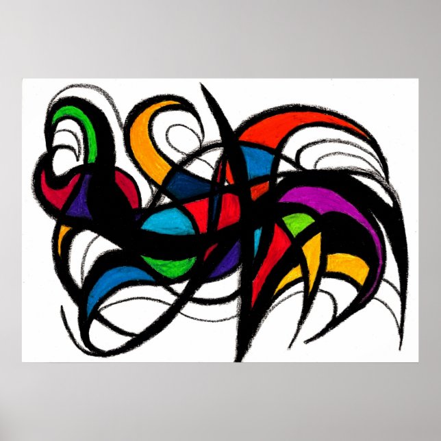 Abstrakten Black Linjer Färg Block Poster (Framsidan)