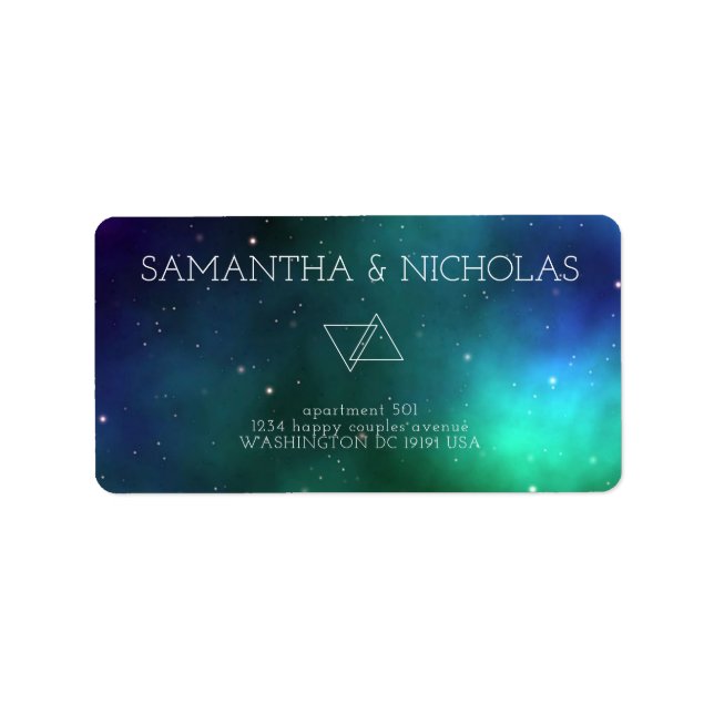 Abstrakten Blått Grönt Modern Bröllop Returadress Adressetikett (Framsidan)