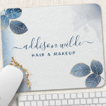 Abstrakten Blått Guld vattenfärg Botaniskt Löv Musmatta<br><div class="desc">Blått Guld-vattenfärg Abstrakt för botaniska Löv Perfekt för skönhetssalon,  hårstilist,  makeup artist eller cosmetolog.</div>
